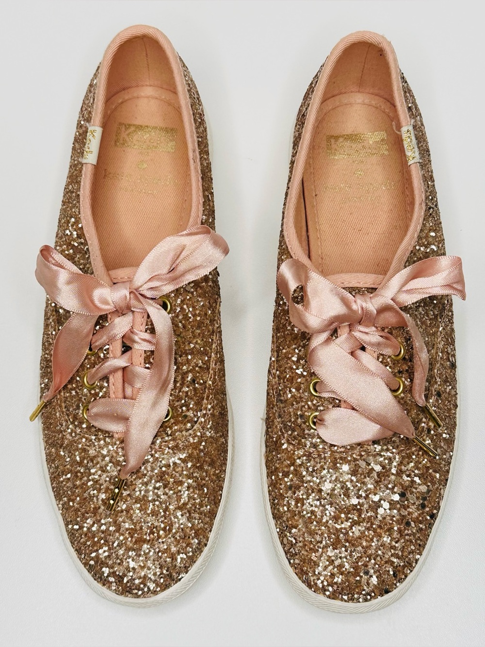 Keds X Kate Spade New York Rose Gold Glitter Sneakers Tennis Shoes - Picture 4 of 16